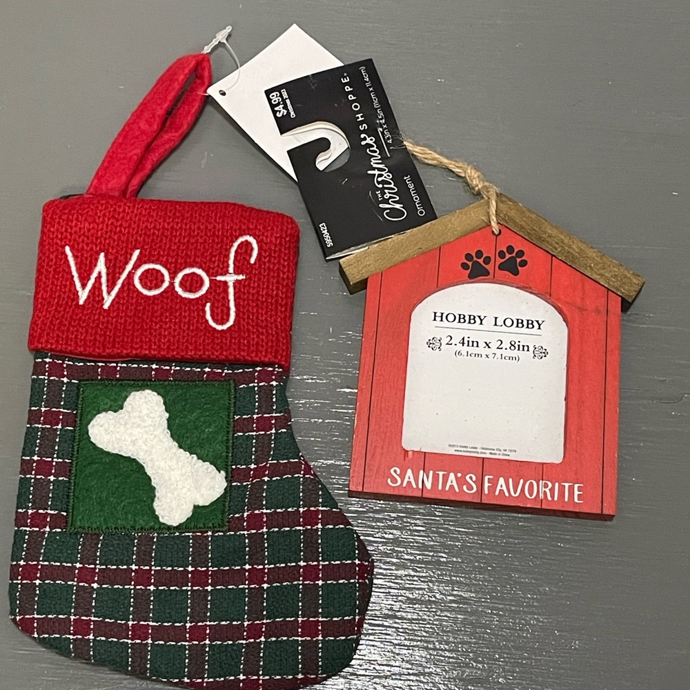 Hobby Lobby Red and Green Plaid Dog Stocking